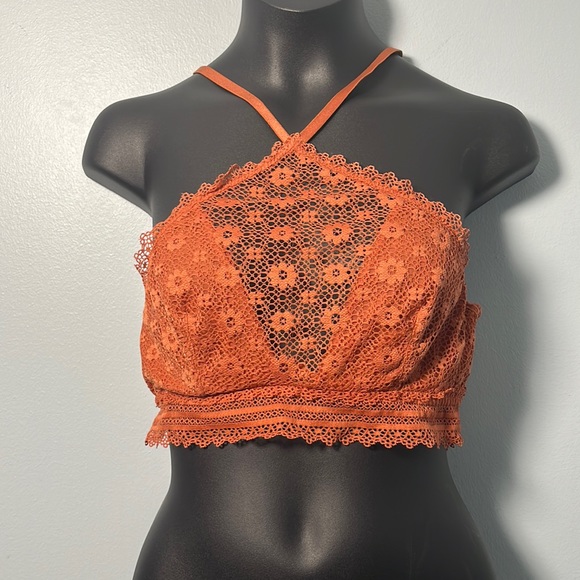 • Victoria’s Secret Bralette Lace Halter Rusty Orange - Picture 1 of 14